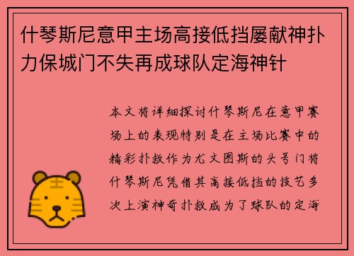 什琴斯尼意甲主场高接低挡屡献神扑力保城门不失再成球队定海神针 什琴斯尼意甲主场高接低挡屡献神扑力保城门不失再成球队定海神针